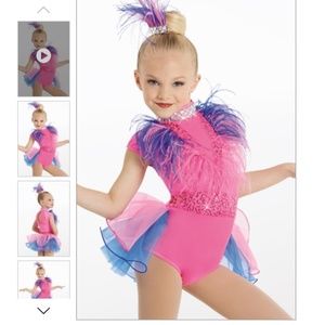 Weissman bright pink and blue feather dance costume